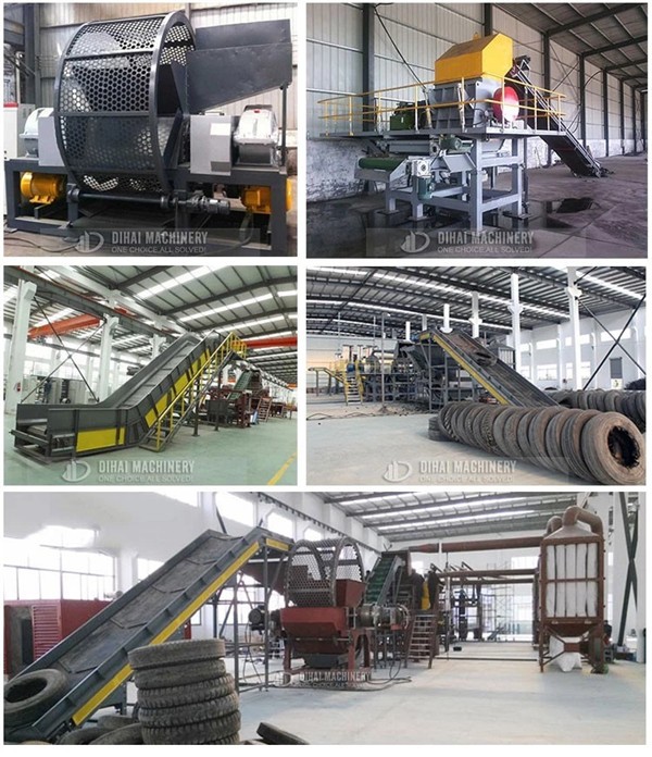 working site of tire recycling machine